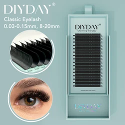 Luxurious Long - Length Matte Black Faux Mink Eyelash Extensions Trays - 0.03mm