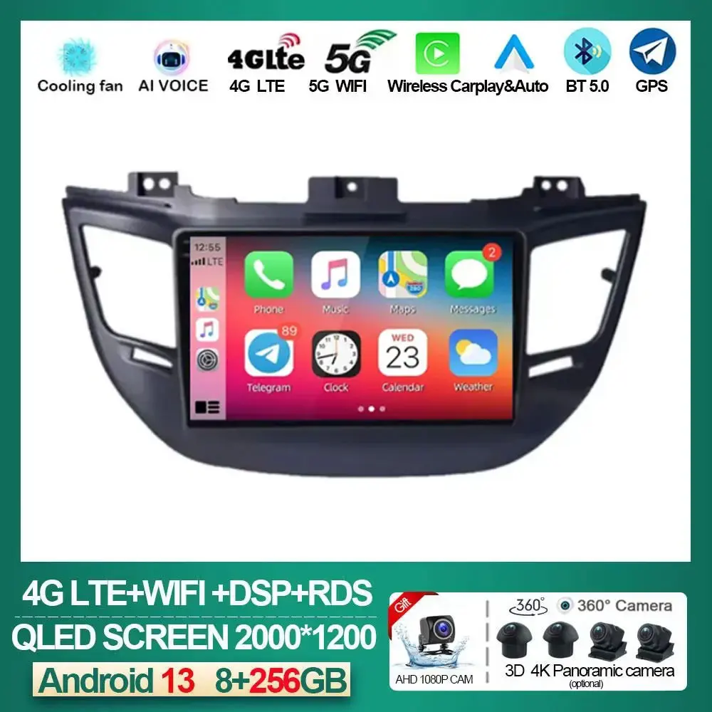 

Android 13 Carplay Auto For Hyundai Tucson IX35 3 2015 2016 2017 2018 Car Radio Multimedia Video Player Navigation Head Unit GPS