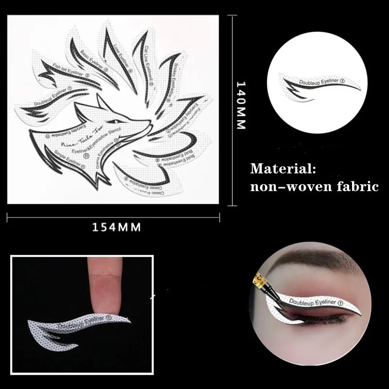Makeup Tools Fox Eye Makeup Stencils Eyeliner Stencil Mold Template Shaping Tools Eyebrows Eye Shadow Eyes Makeup Template Tool Stickers Card eyebrow stencil tool eyeliner stencil tool eye makeup tools