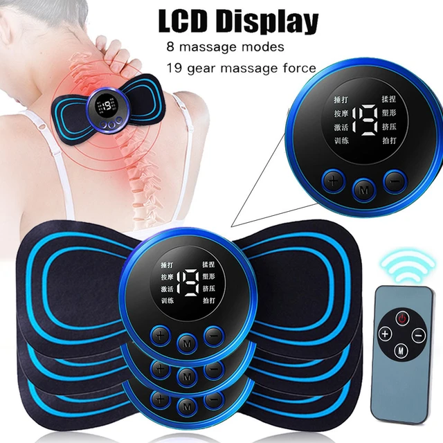 LCD Display EMS Neck Bahre Elektrische Massager 8 Modus Zervikale Massage  Patch Pulse Muscle Stimulator Tragbare Relief Schmerzen - AliExpress