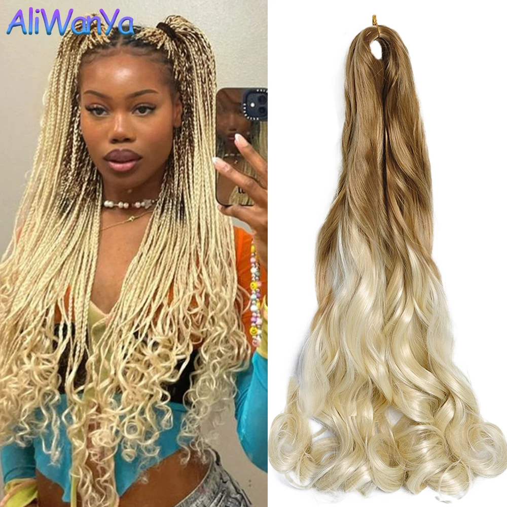 14 18 22Inch Spanish Curl Hair Synthetic French Curls Braiding Hair Extensions Synthetic Curly Attachment Hair For Black Women