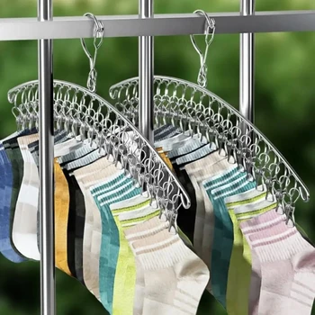 20 Pioli Appendiabiti in Acciaio Inossidabile Appendiabiti Antivento Appendiabiti Clip Calzino Lavanderia Airer Appendiabiti Biancheria Intima Porta Calzini 1