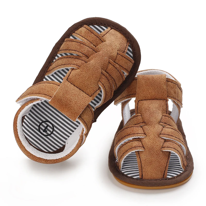 2023 NEW 0-18Months Kids Newborn Baby Boys Fashion Summer Soft Crib Shoes First Walker Anti Slip Sandals Shoes Soft Sole 5