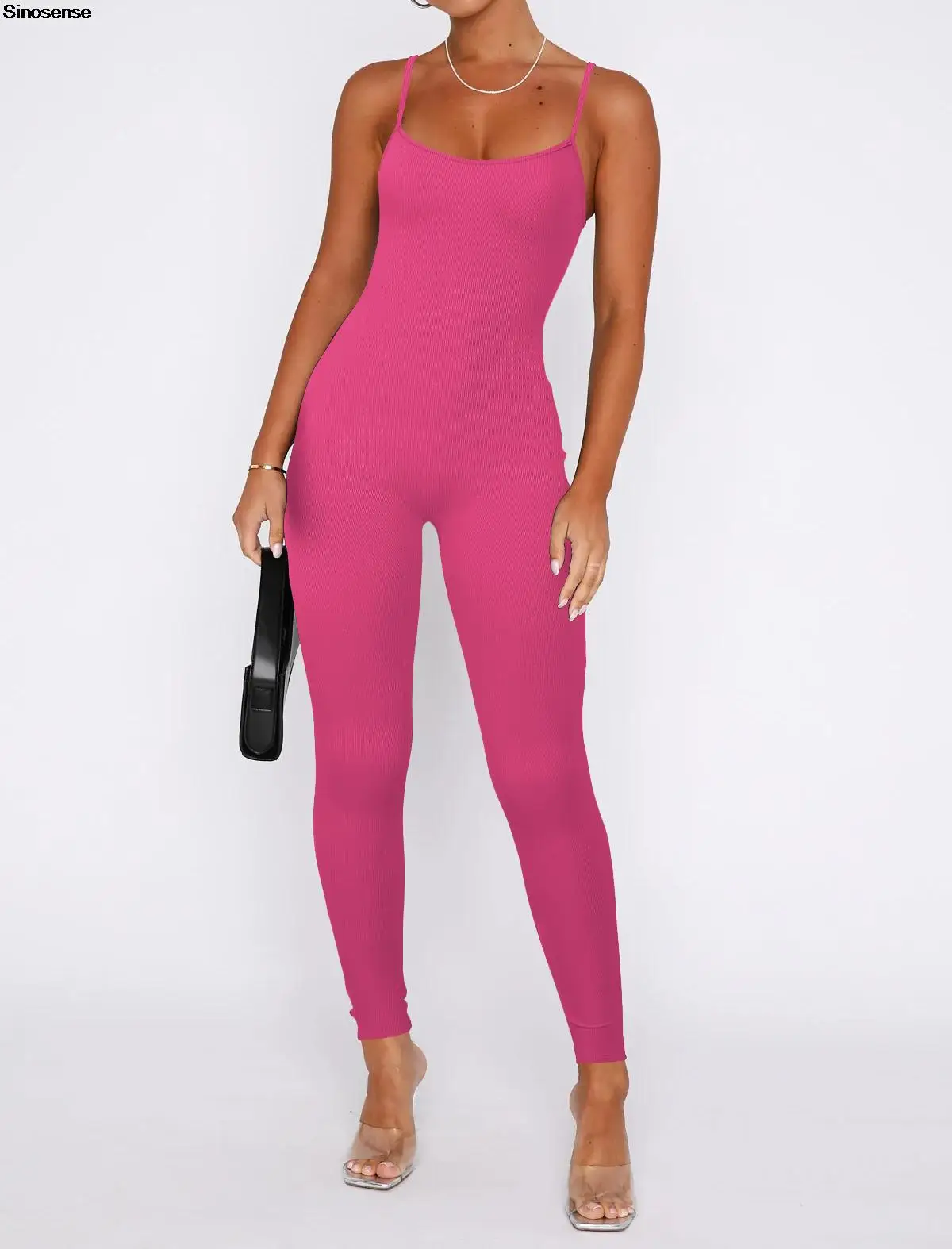KUT & SO Women's Yoga Bodysuit - Spaghetti Strap Workout Jumpsuit, Stretch Jersey Fabric - View #2