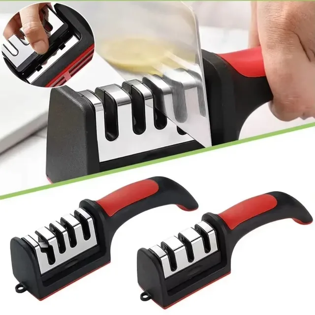 Affûteur de couteaux 3/4 en 1, système d'affûtage à trois étages pour couteaux de cuisine/ciseaux/outils, pierre à aiguiser portative 3