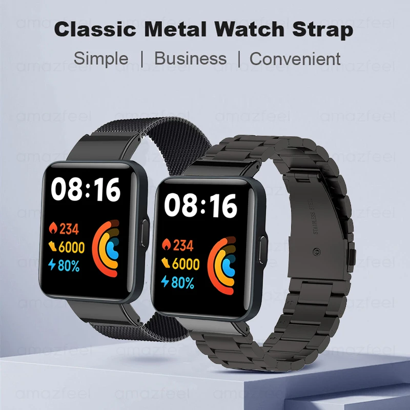 Para Xiaomi Redmi Watch 2 Lite correa de Metal de acero inoxidable pulsera  correas de malla para Xiaomi Mi Watch Lite correas de reloj