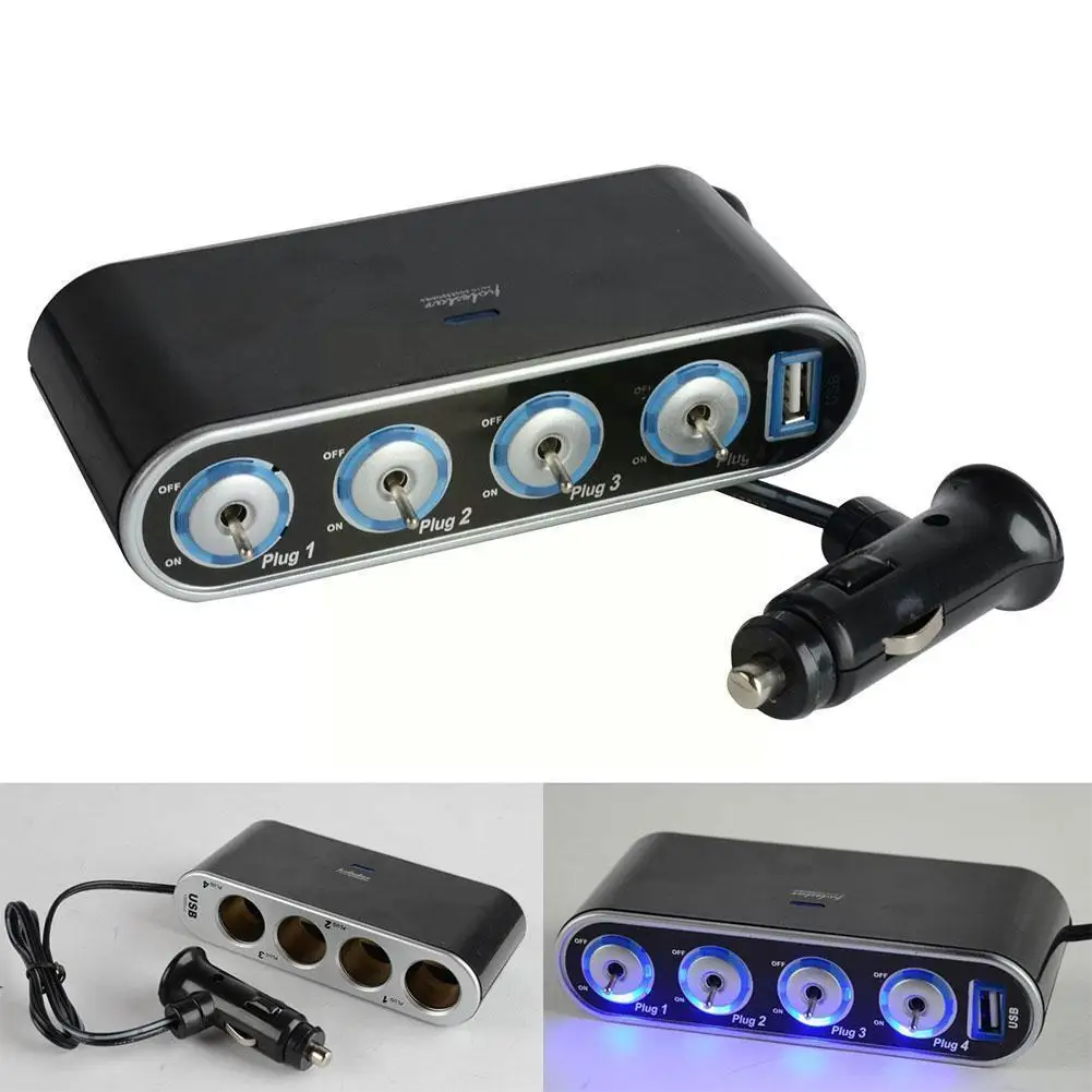 12V 4 Way Car Charger Vehicle Auto Cigarette Lighter Ports Car Socket