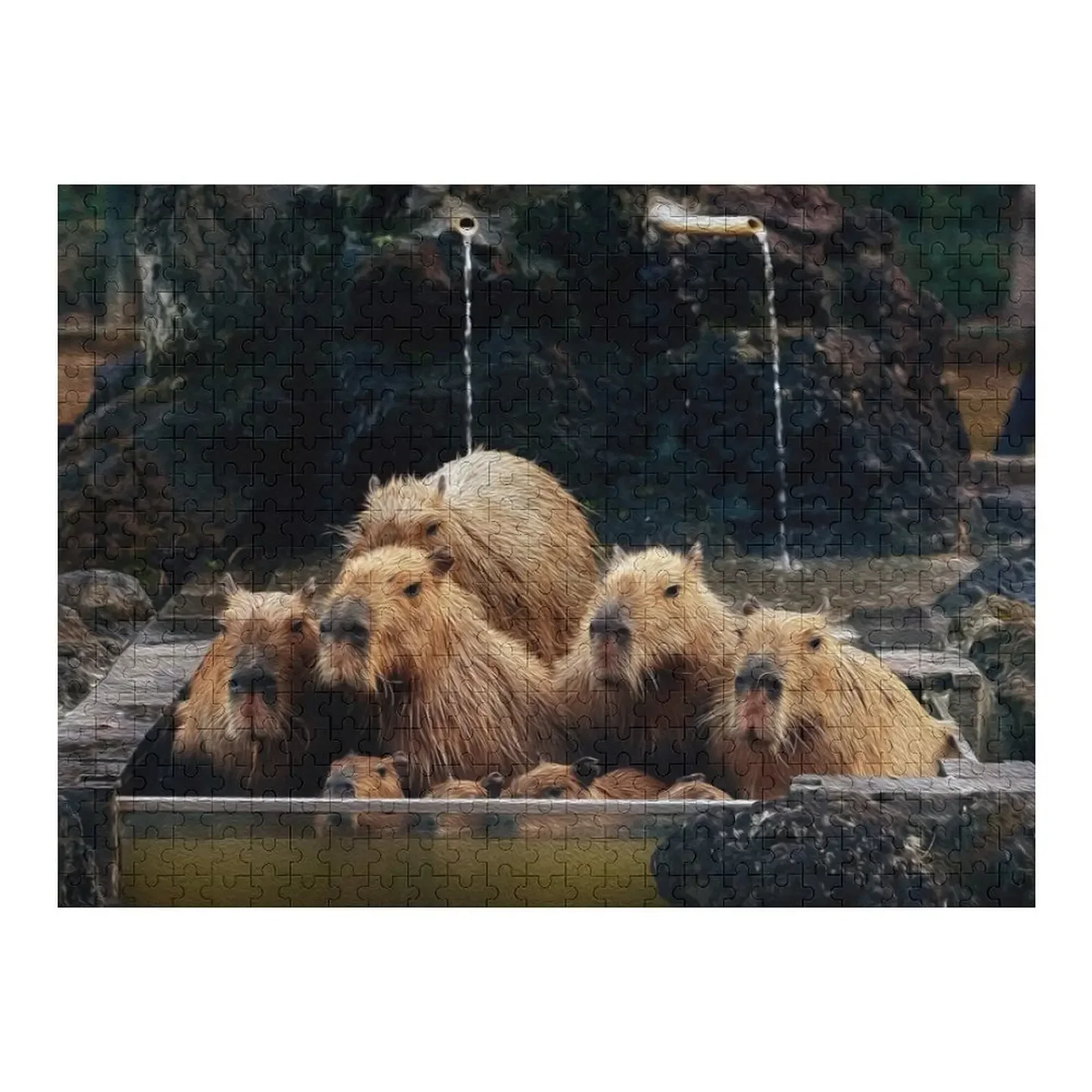 Group of Capybaras Bathing Jigsaw Puzzle Wooden Decor Paintings Custom Gifts With Personalized Photo Puzzle summer capybaras backpack cartoon rodent cute aesthetic backpacks women men travel school bags high quality rucksack