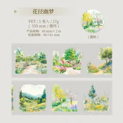 Decorative Scenic Landscaping Tape - Willow Shadow Lake Design, 60mm x 2m (D Flower Path Dream)