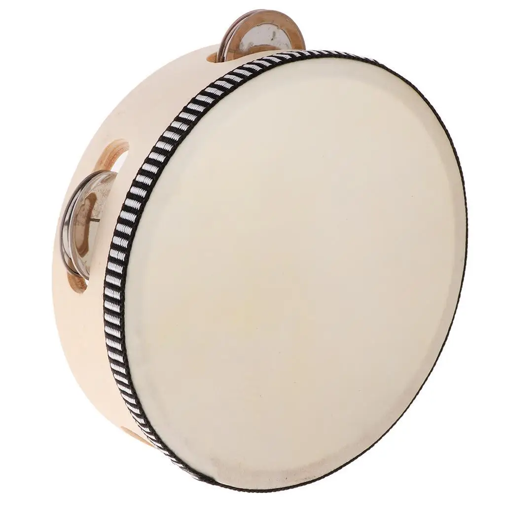 Wooden Musical Tambourine Beat Instrument Hand Drum Educational Toys 6inch