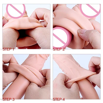 Realistic Male Delay Thickening Silicone Condom Reusable Condom Male Extender Dildo Enhancer Enlargement Condom Penis Sex Toy 5