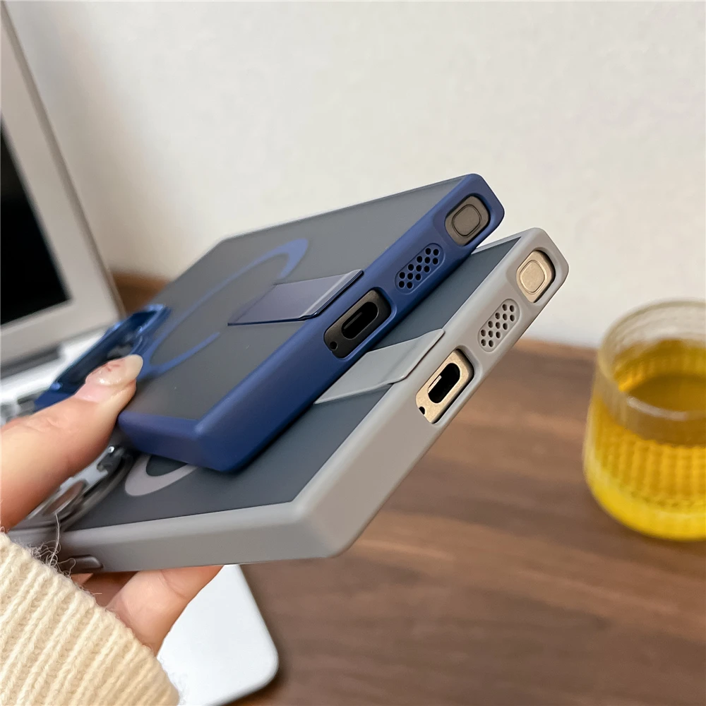 Frosted Magnetic Fold Stand Holder Case with Magsafe Wireless Charging Compatibility