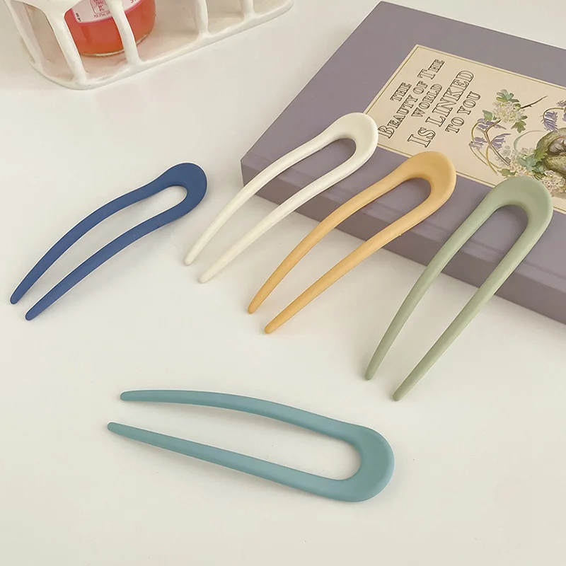 8 Candy Colors U Shape Hairpin Minimalist Bun Maker Hair Sticks Casual Daily Party Travel Shopping Working Hairstyling Headwear - Hair Care Products