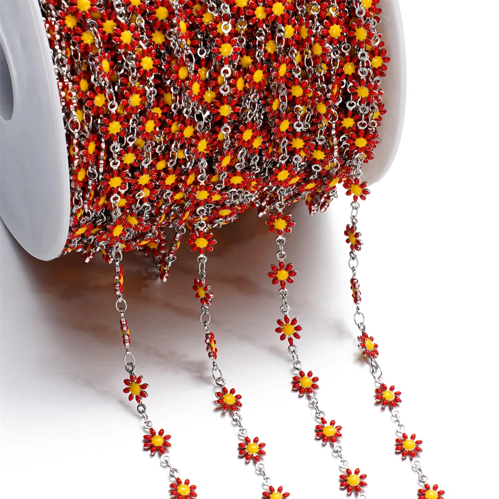 1 meter/los bunte kleine Gänseblümchen Kupfer kette Armband Halskette Kette für DIY Fußkettchen Ergebnisse Schmuck herstellung Zubehör – Detail 10