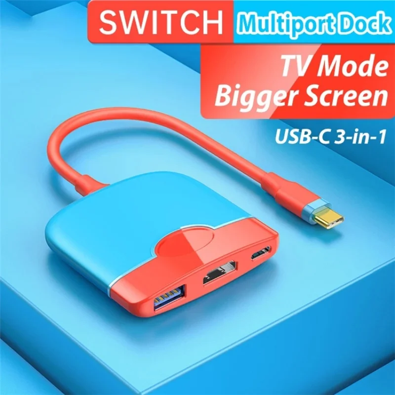 

3 in 1 USB C Hub Docking Station for Nintendo Switch Portable Type C to HD 4K TV Multiport Dock 100W Laptop Charger