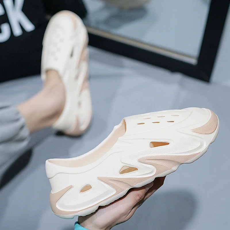 Summer Mens Casual Shoes Hollow Hole Shoes Platform Sandals Sports Slippers