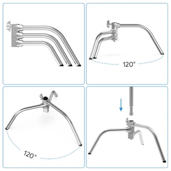 Photography C-Stand Heavy Duty Light Tripod with Hold Arm and Grip Head Adjustable Magical Leg for Studio Softbox Monolight 4
