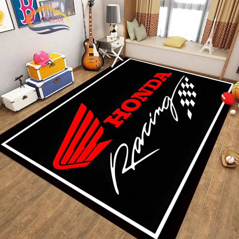 

Fashion Motorcycle Carpet HRC Honda logo Rugs for Living Room Bedroom Large Area Soft Carpet Home Children's Room Play Floor Mat