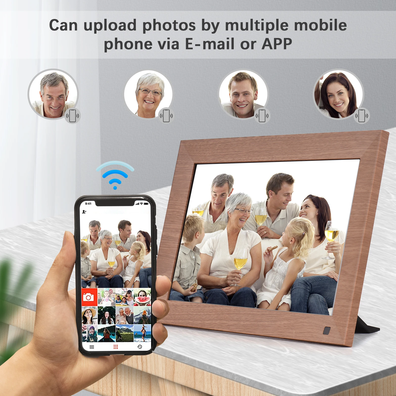 Andoer 10 Inch WiFi Digital Photo Frame Smart Digital Picture Frame 1280*800 IPS Touchscreen 16GB Storage Share Photos via APP