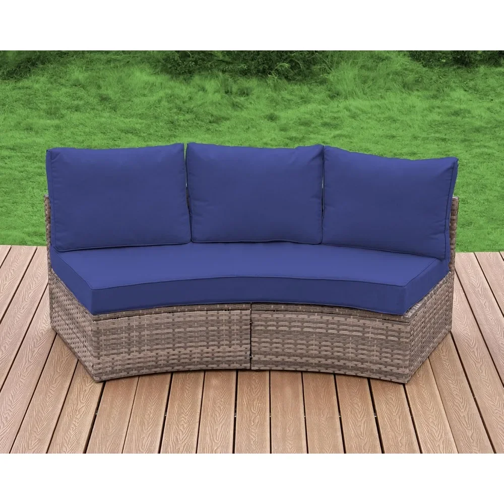 Patio Furniture Sets, Half-Moon Sectional Round Sofa Set, Outdoor Patio Furniture with Cushions, Garden Furniture Sets