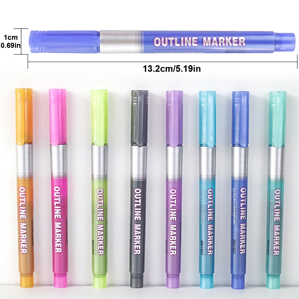 8/12 Colors Set Double Line Outline Pens Self-Outline Metallic Markers Glitter Writing Drawing Pens For Christmas Card Writing contour marker art marker marker pen