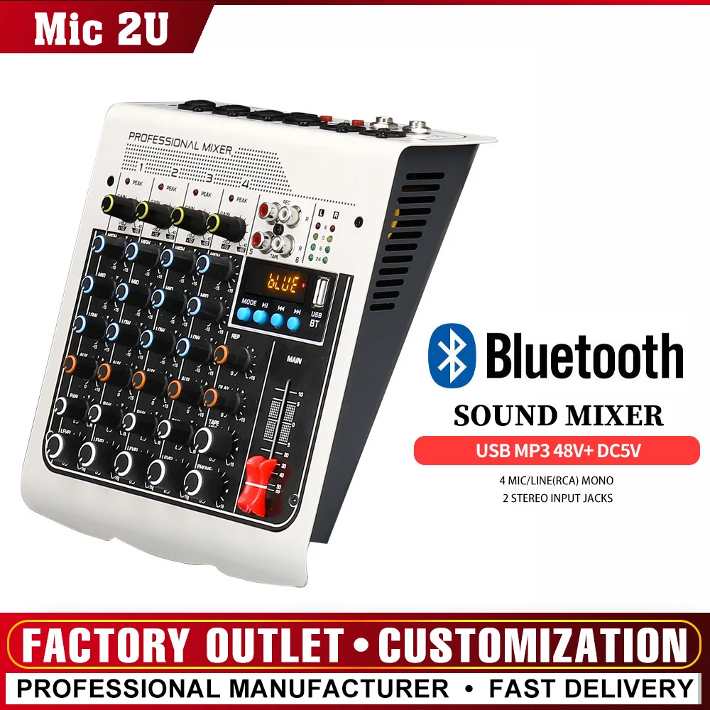 

Professional 6 channel mixer USB interface console mixer mixer with reverb delay effect +48V phantom power sound mixer MIX400