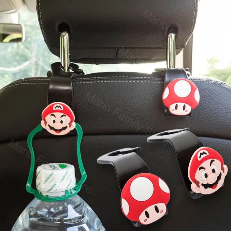Super Mario Bros Auto Seat Hook Anime Universal Car Vehicle Back Seat Organizer Holder Per Borsetta Borse Accessori Per Auto