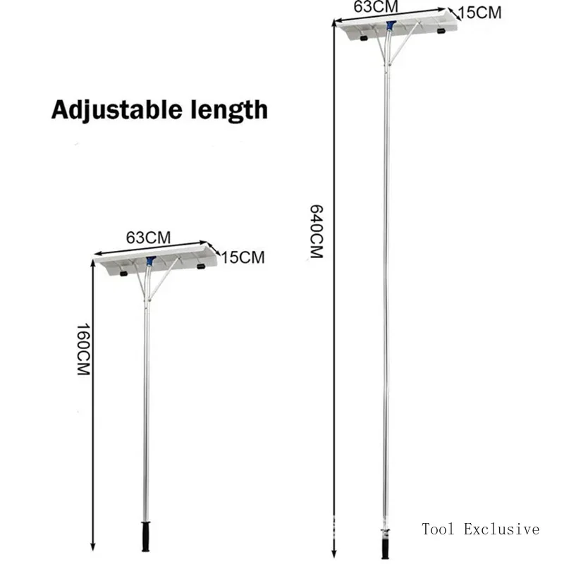 Roof Snow Scraper Aluminum Alloy Shovel Retractable Snow Scraper with Wheels 20 Ft High Snow Removal Tools Lightweight Durable