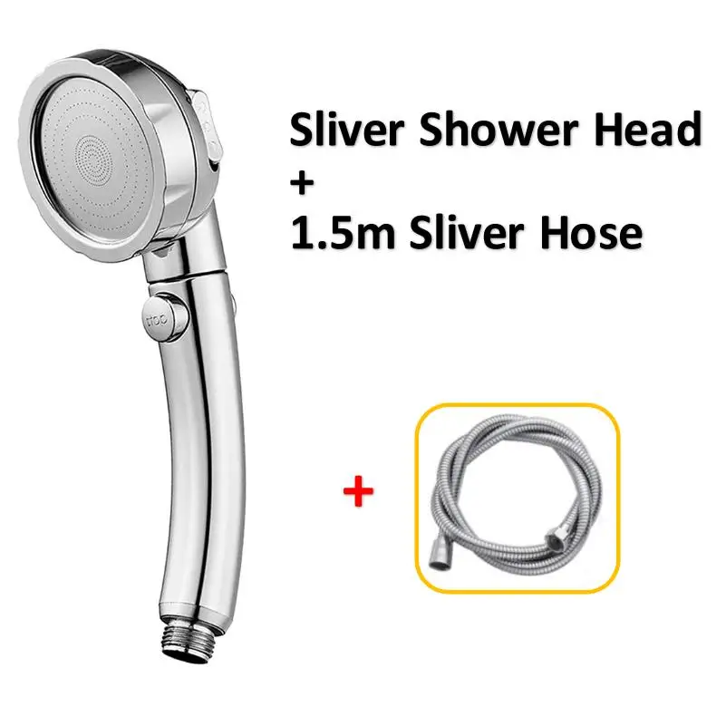 Soffione Doccia Pressurizzato VNJUGF - 3 Modalità Massaggio, Stop Con 1 Clic, Tubo Universale, Grigio
