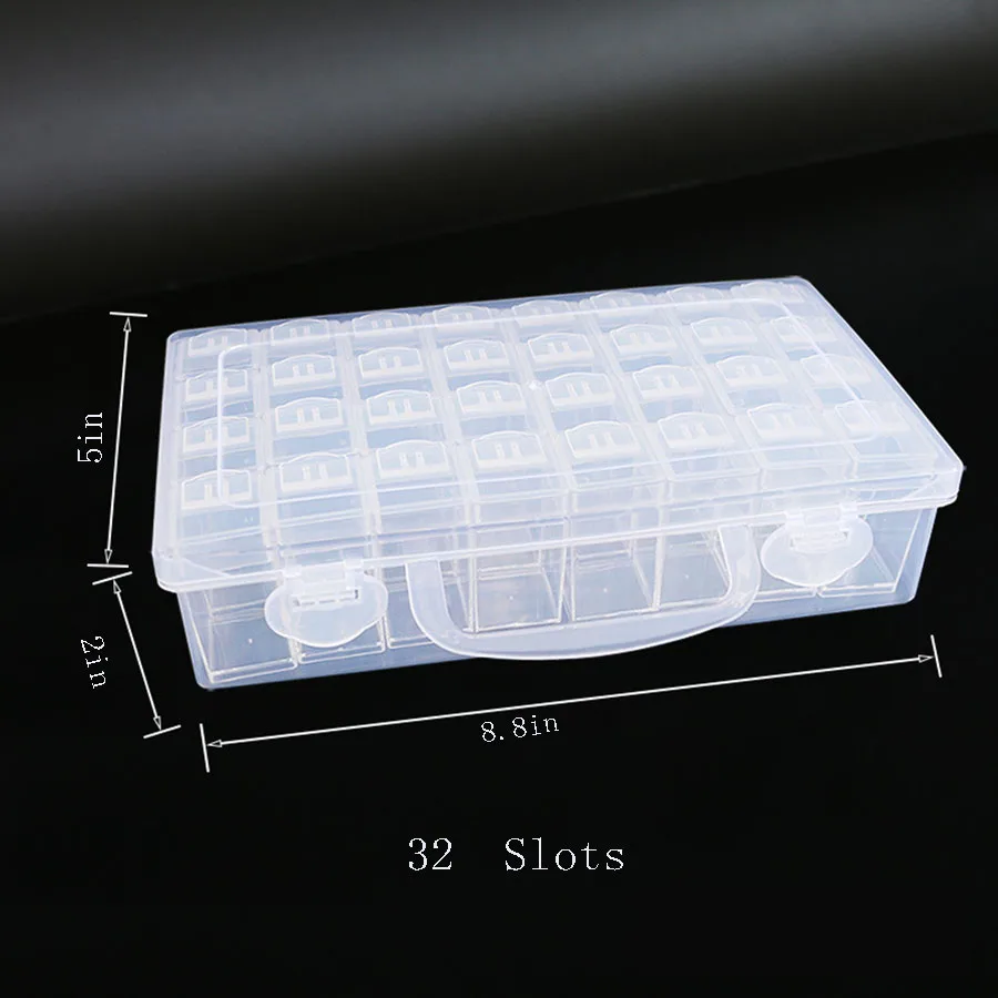 1pc 28/32/48/56/64 Slots Plastic Storage Box DIY Diamond Painting Beads Charms Jewelry Accessories Organizer Box