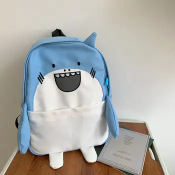 ulzzang laugh shark backpack women's haversack funny penguin bagpack girls small school bag daypack kawaii animal book bags cute 1