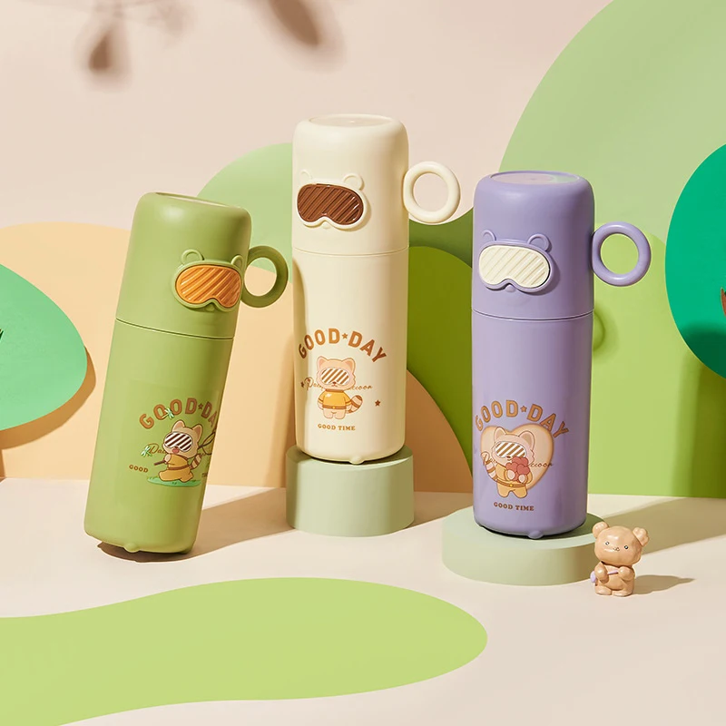 창의적인 작은 너구리 세면컵 가정용 여행용 칫솔통 휴대용 귀여운 안경 곰 칫솔통