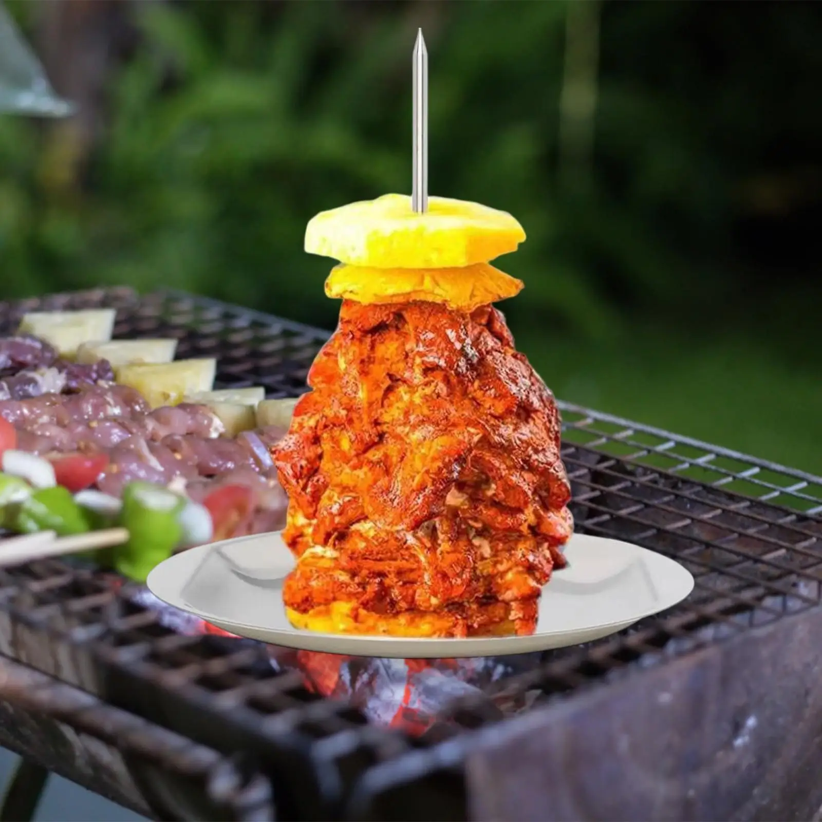 Stainless Vertical Skewer Grill Accessory with 2 Skewers Kitchen Supplies Vertical Skewer Stand for Oven Whole Fish Steak Meat barbecue skewers,bbq grilling accessories