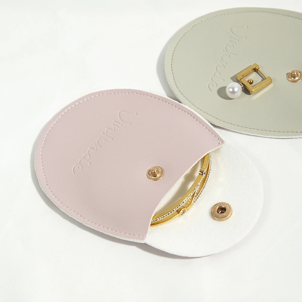 50pcs Leather Round Button Envelope Gift Bag Custom Logo Jewelry Packaging Earrings Necklace Brooch Package Small Ring Pouch