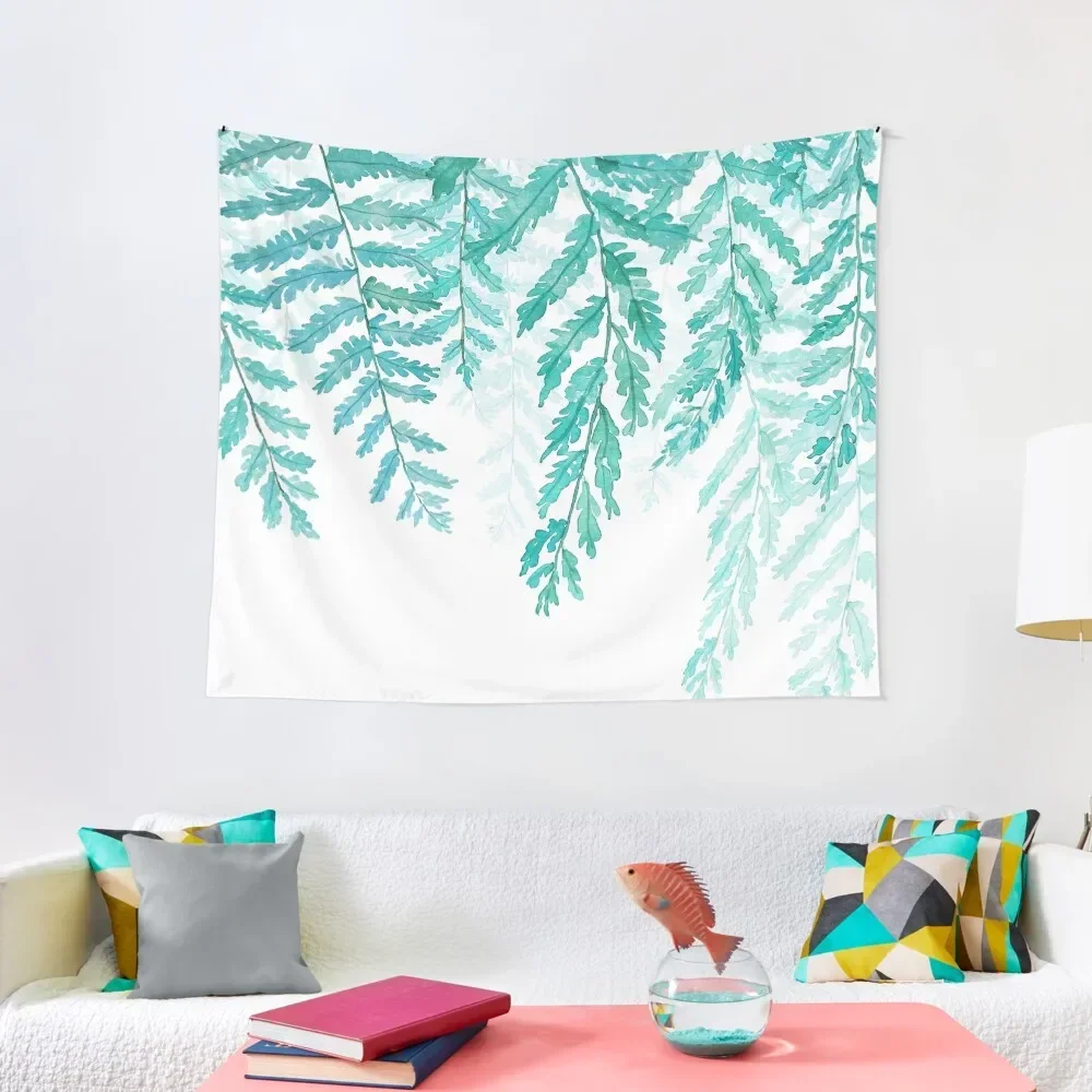 

green fern top to bottom watercolor Tapestry Mushroom Wall Decorations Tapestry