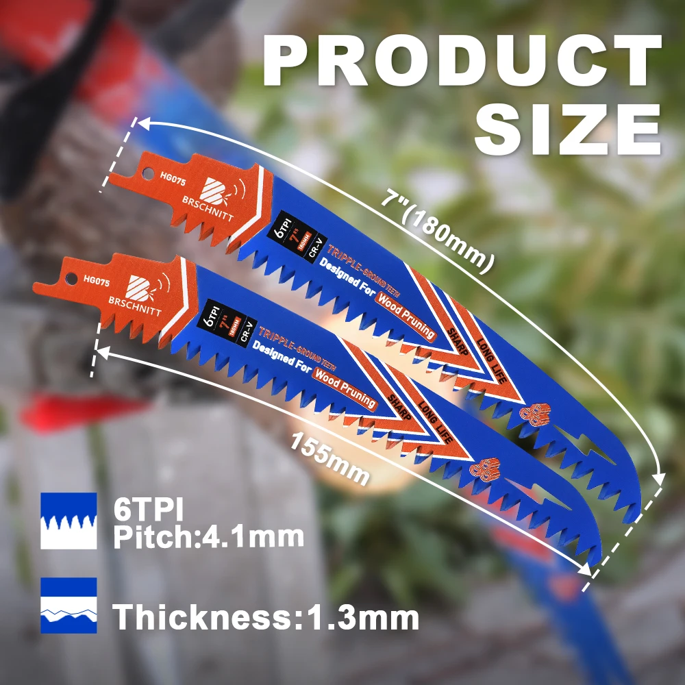 BRSCHNITT Teeth Набір полотен для шабельної пилки Пила для обрізання колод Обрізка деревини для обрізки дерев Різання деревини
