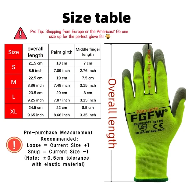10 paires de gants de travail enduits de PU – Gants de sécurité légers et durables certifiés EN 388/ISO20471, tailles S/M/L/XL 6 10 paires de gants de travail enduits de PU – Gants de sécurité légers et durables certifiés EN 388/ISO20471, tailles S/M/L/XL 6