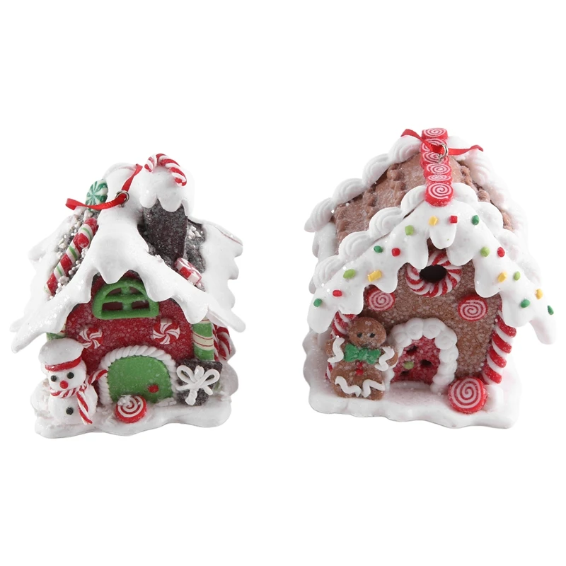 

2 шт. рождественские Имбирные домики, настольные миниатюры, рождественские домики, рождественские домики