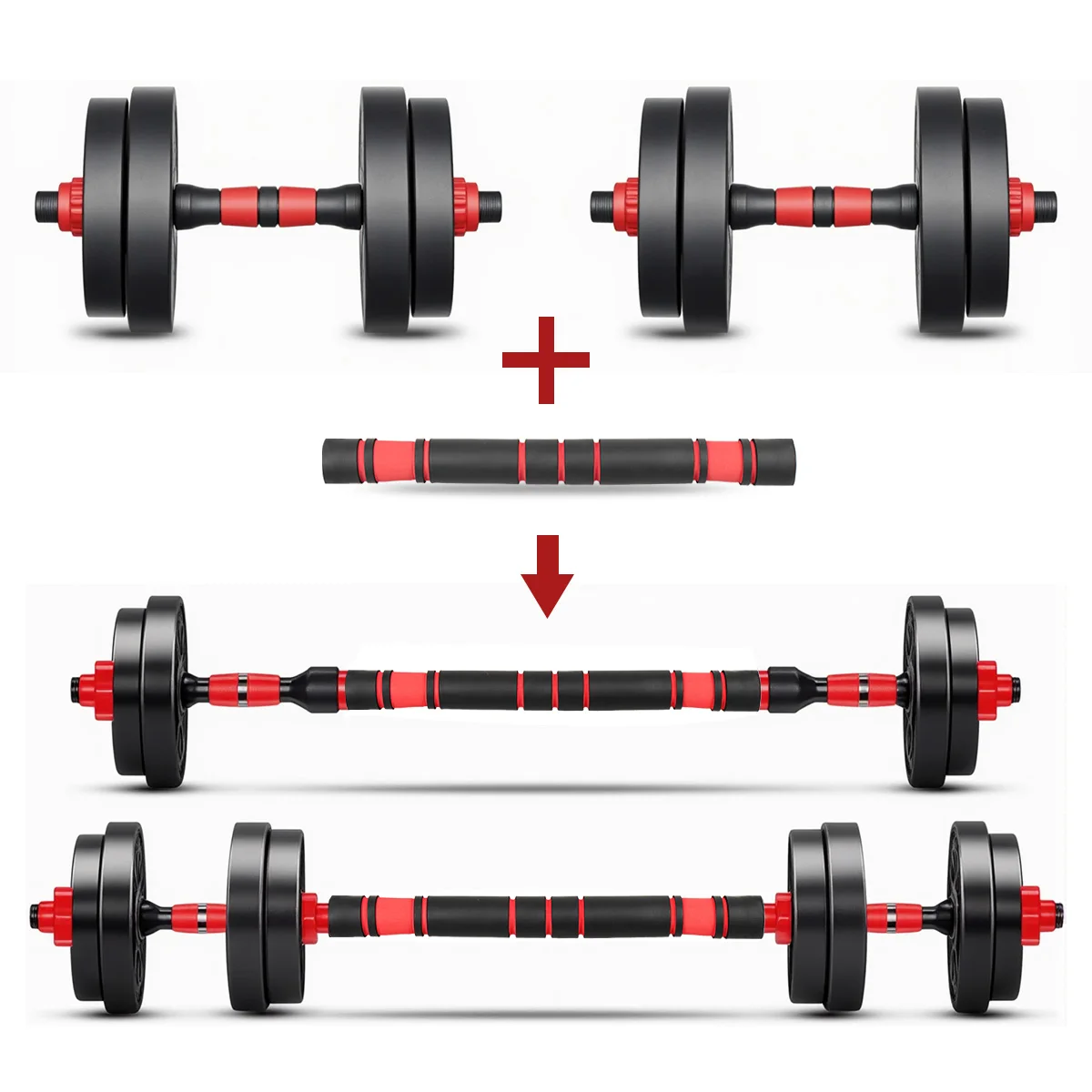 Conjunto de halteres ajustáveis de 20 kg, ideal para musculação, levantamento de peso e acessórios para academias domésticas