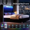 Jocisland Queen Size Bed Frame with LED Lights and Charging Station, Velvet Upholstered Platform Bed with 53" Tall Storage Headb 3
