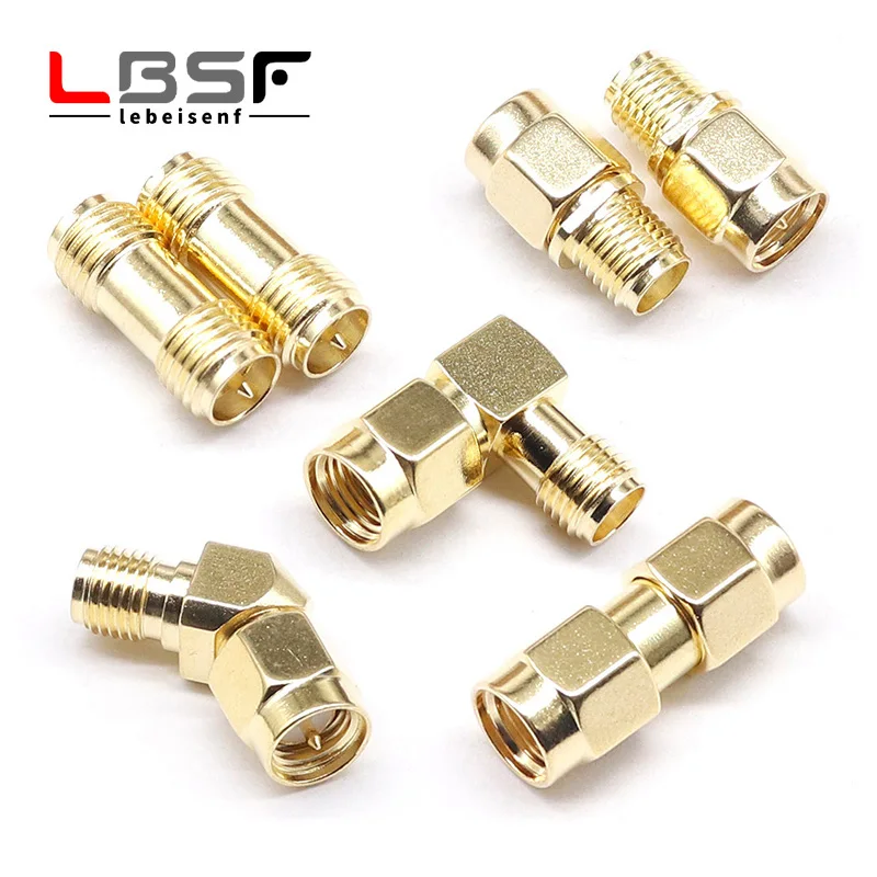 1PCS SMA To SMA Gold Plated RP-SMA Connector RF Adapter Straight Bent L ...