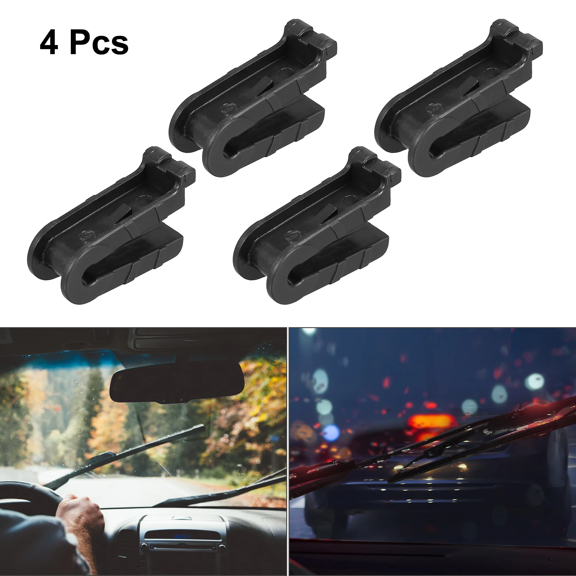 Uxcell Universal Front Wiper Blade Arm Adapter Clip J Hook Type A C D 4PCS Black Car Accessories
