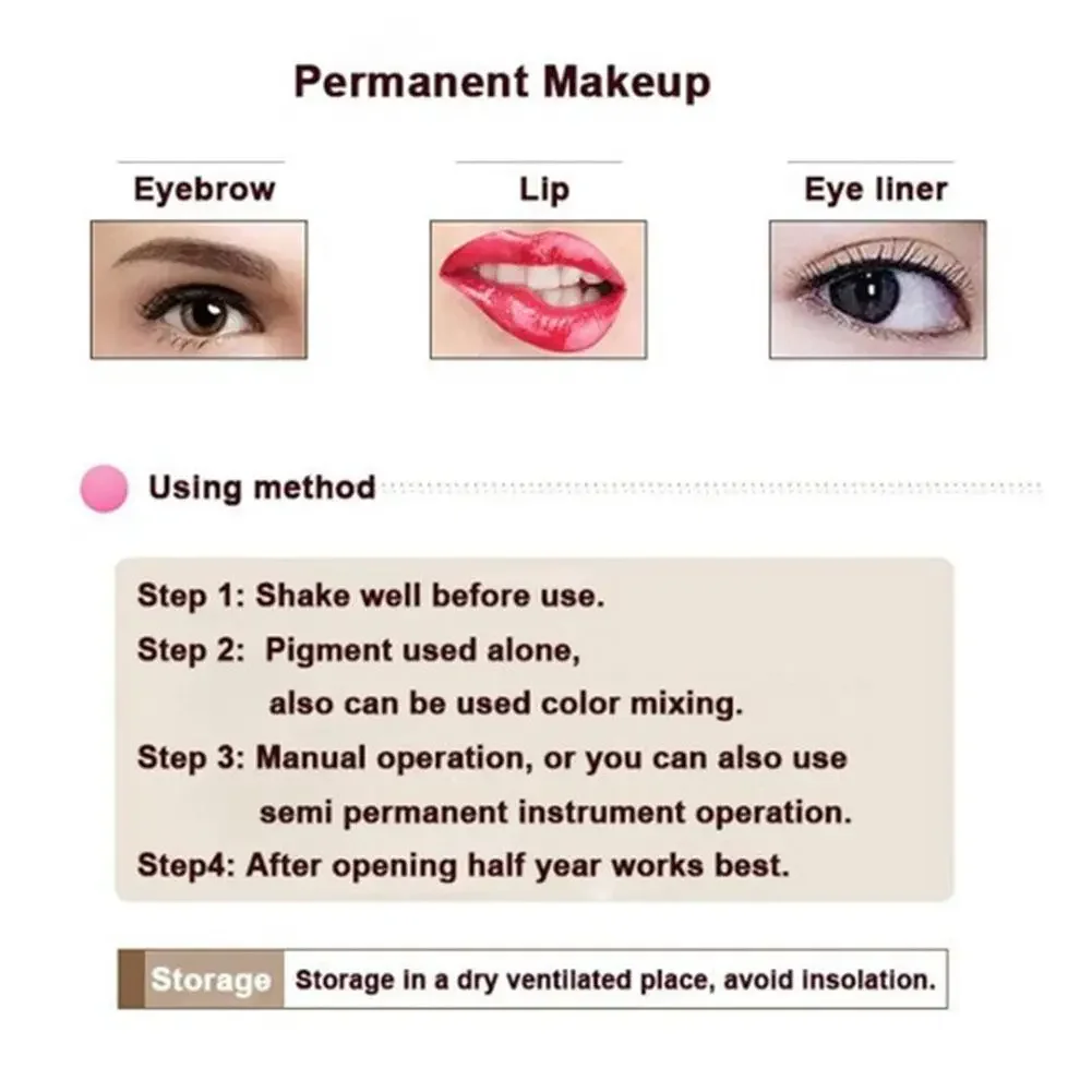 Permanent Makeup Color Eyebrow Dye 1pcs 15ml Plant Tattoo Ink Microblading Pigments Tattoos Eyebrow Lips 23 Color for Choose tattoo ink tattoo ink pigment