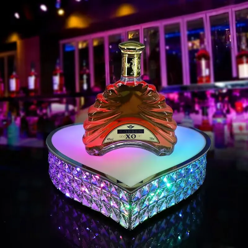 Crystal LED Wine Bottle Display Stand LED Illuminated Bottle Holder for Wine Champagne Glorifier Presenter Decor
