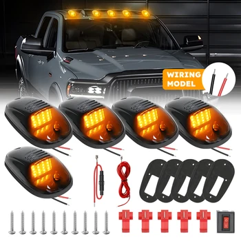 5PCS 16 LED Car Cab Roof Marker Lights External Clear/Smoked Lens Lamps for Truck SUV 12V Driving Light Waterproof IP68 1