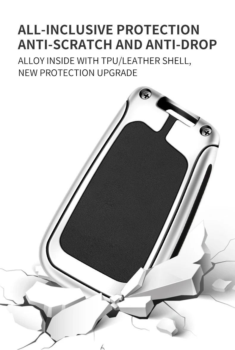 Custodia per chiave auto in pelle metallica Shell per VW Volkswagen Golf 7 MK7 Tiguan MK2 per Seat Ateca Leon FR 2 Ibiza per Skoda Octavia - S2affb3de8b1d47cf943a559a104c3b366