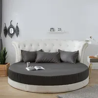 100% Cotton Round Bed Sheet Set Elastic Band Soft Skin Friendly Fitted Sheets Set Elastic Band Bedsheet 3/1 Pcs Mattress Cover 1