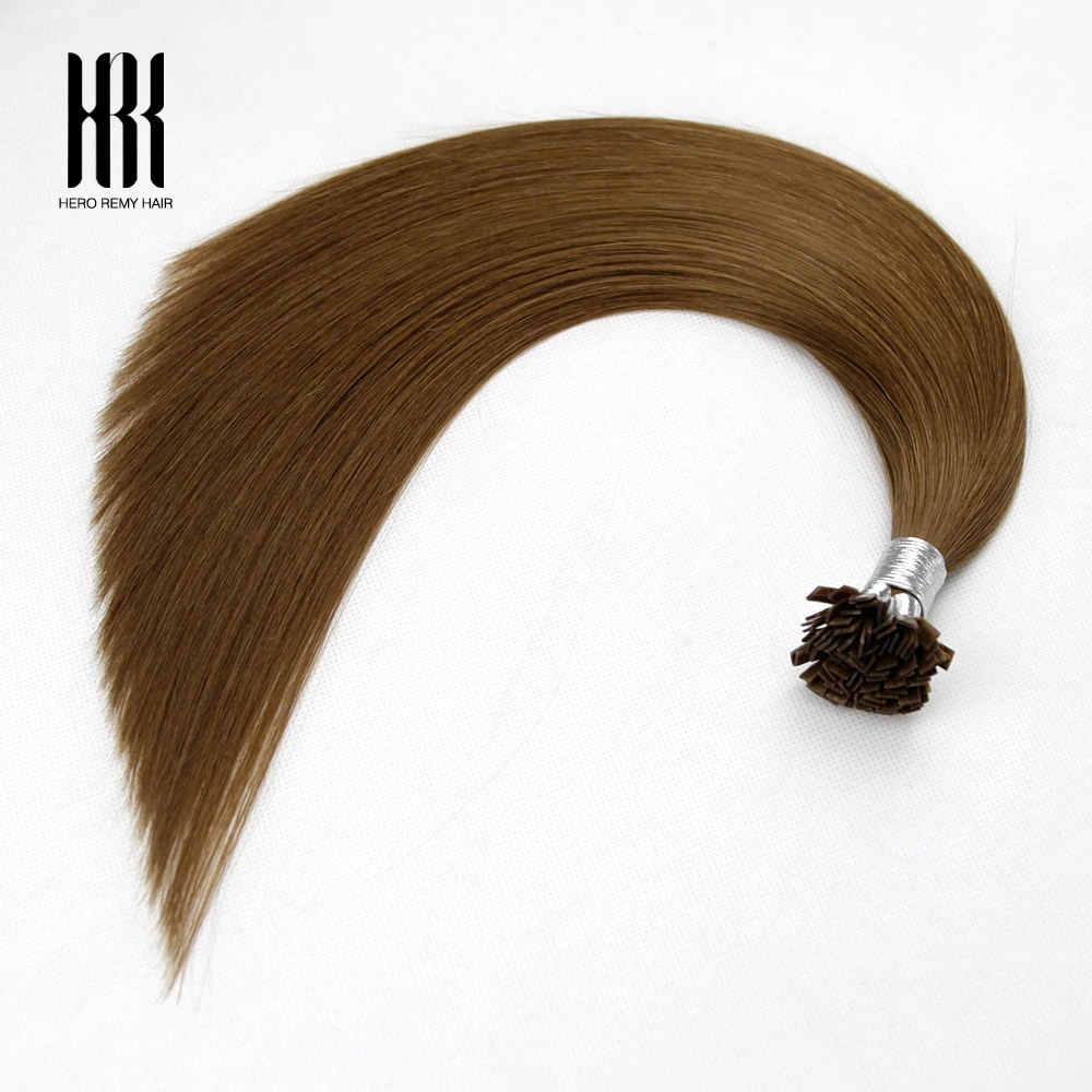 케라틴 플랫 팁 헤어 익스텐션, 리얼 레미 인모, 오래 지속되는 살롱 품질, 열 융합 본딩, 내추럴 룩, 16-22 인치, 1g