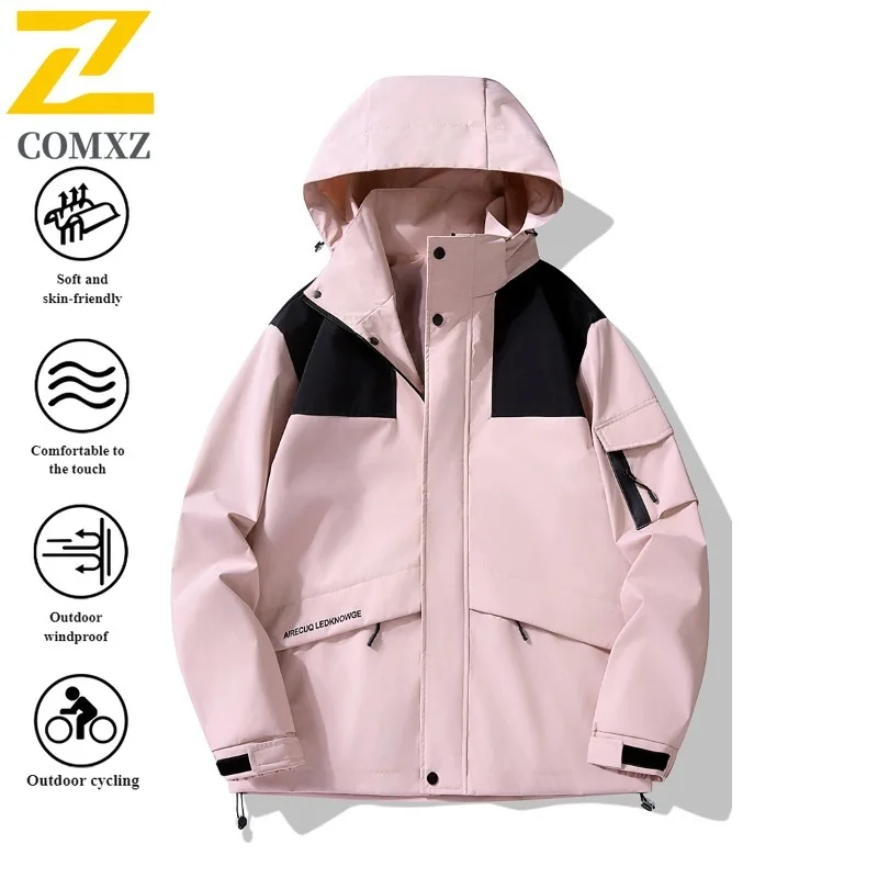 COMXZ Windbreaker Jacket Men Women Waterproof Thermal Detachable Outdoor Hiking Coat Anti-Scratch Spring Autumn  Travel Jacket