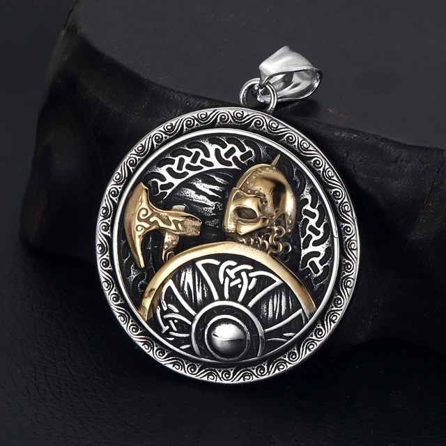 Collana Vichinga Con Rune Norrene - Ciondolo In Acciaio Inossidabile, Catena In Pelle Regolabile